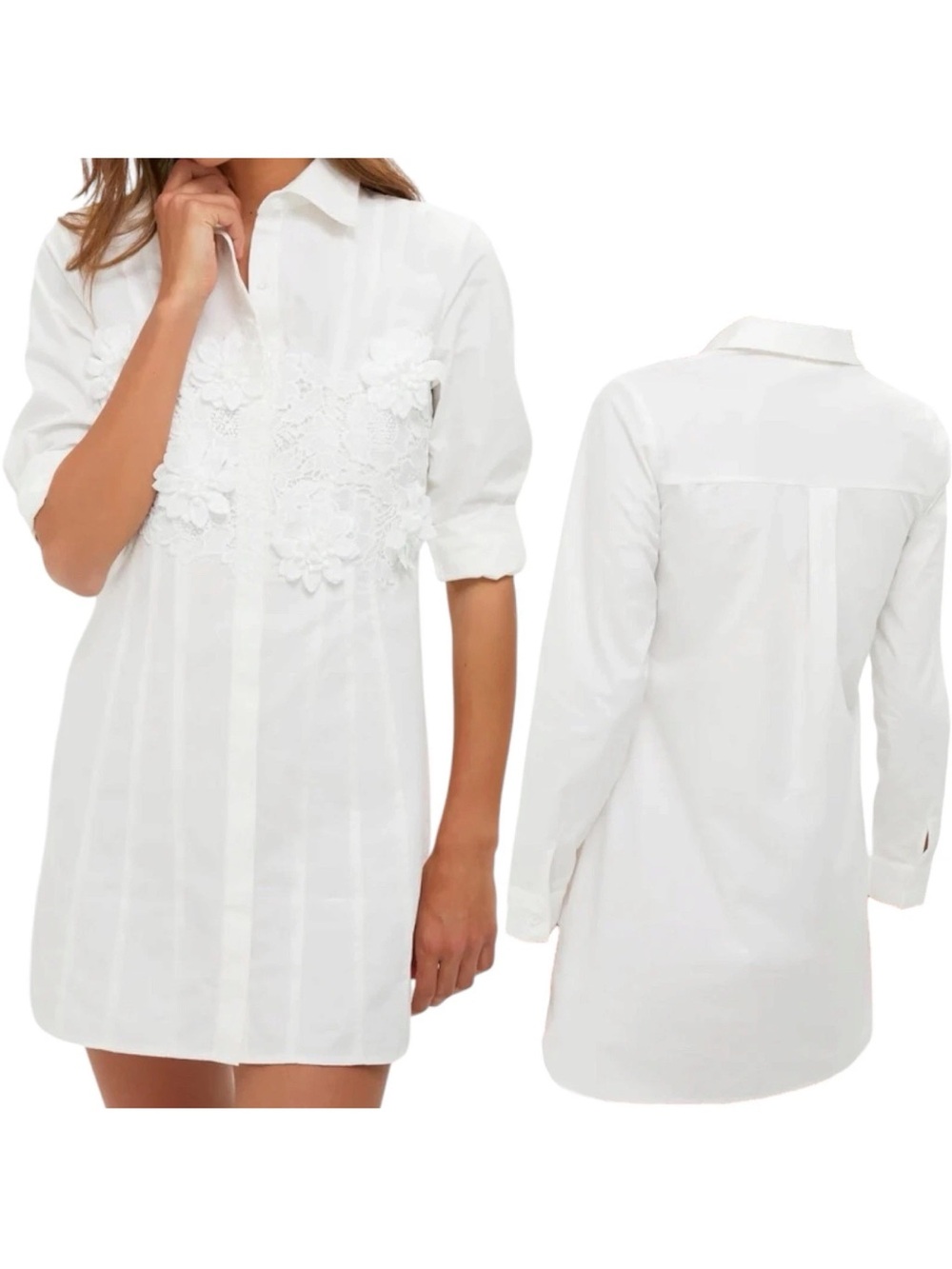 Tuckernuck HYACINTH HOUSE White with Floral Applique Avery Mini Dress NWT XXS